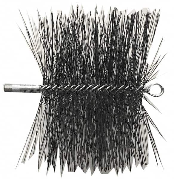 Schaefer Brush - 8" Square, Dense Steel Wire Chimney Brush - 1/4" NPSM Male Connection - Exact Tooling