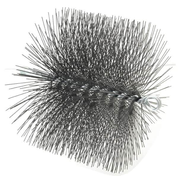 Schaefer Brush - 8" Diam Round, Tempered Steel Wire Chimney Brush - 1/4" NPSM Male Connection - Exact Tooling