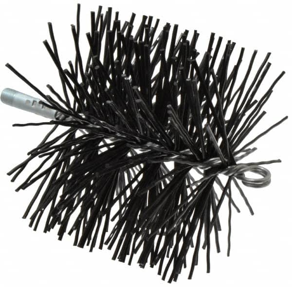 Schaefer Brush - 7" Diam Round, Poly Chimney Brush - 1/4" NPSM Male Connection - Exact Tooling