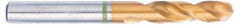 Accupro - 3/8" 130° Spiral Flute Cobalt Screw Machine Drill Bit - TiN Finish, Right Hand Cut, 43mm Flute Length, 89mm OAL, Split Point, Straight Shank - Exact Tooling