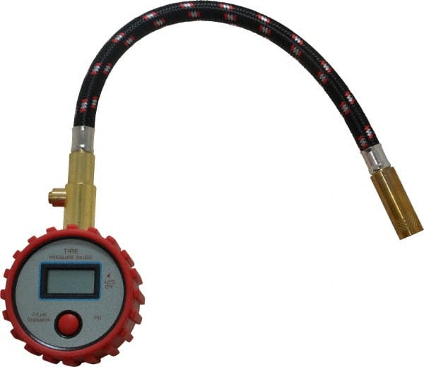 Value Collection - 0 to 100 psi Digital Tire Pressure Gauge - CR2032 Lithium Battery, 9' Hose Length, 0.5 psi Resolution - Exact Tooling