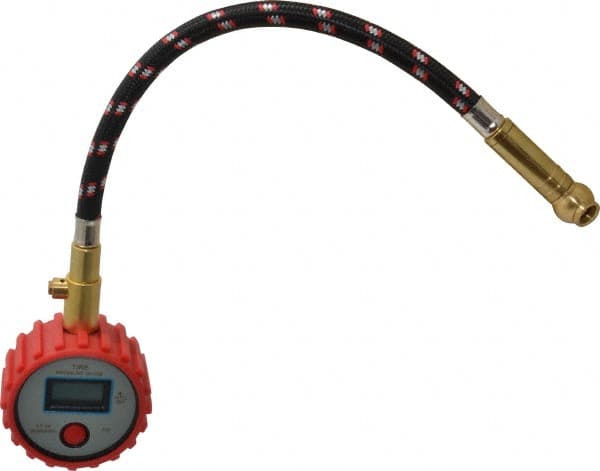 Value Collection - 0 to 100 psi Digital Tire Pressure Gauge - CR2032 Lithium Battery, 9' Hose Length, 0.5 psi Resolution - Exact Tooling