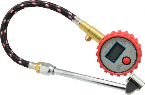 Value Collection - 0 to 160 psi Digital Tire Pressure Gauge - CR2032 Lithium Battery, 9' Hose Length, 0.5 psi Resolution - Exact Tooling
