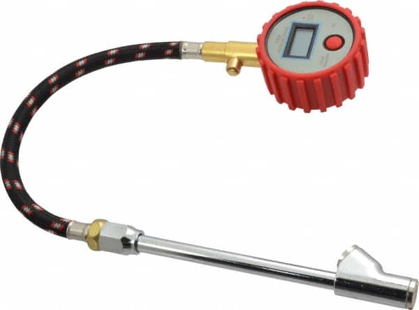Value Collection - 0 to 100 psi Digital Tire Pressure Gauge - CR2032 Lithium Battery, 9' Hose Length, 0.5 psi Resolution - Exact Tooling