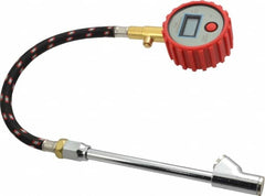 Value Collection - 0 to 100 psi Digital Tire Pressure Gauge - CR2032 Lithium Battery, 9' Hose Length, 0.5 psi Resolution - Exact Tooling
