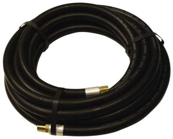 Alliance Hose & Rubber - 1" ID x 1-5/32" OD 25' Long Multipurpose Air Hose - MNPT x FNPT(Swivel) Ends, 300 Working psi, -40 to 190°F, 1" Fitting, Black - Exact Tooling