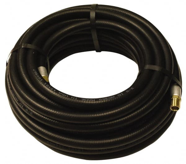Alliance Hose & Rubber - 1" ID x 1-25/64" OD 50' Long Multipurpose Air Hose - MNPT x FNPT(Swivel) Ends, 200 Working psi, -40 to 190°F, 1" Fitting, Black - Exact Tooling