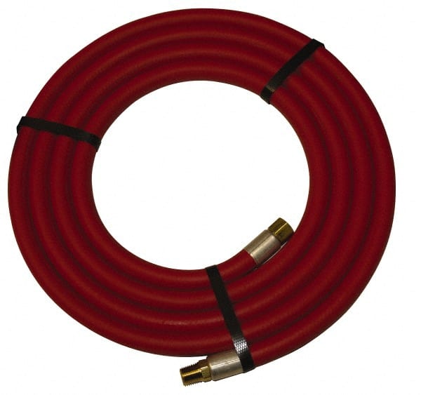 Alliance Hose & Rubber - 1" ID x 1-25/64" OD 10' Long Multipurpose Air Hose - MNPT x FNPT(Swivel) Ends, 300 Working psi, -40 to 190°F, 1" Fitting, Red - Exact Tooling