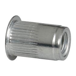 RivetKing - 1/4-20, 0.027 to 0.165" Grip, 25/64" Drill, Aluminum Standard Rivet Nut - Uncoated, Countersunk Head - Exact Tooling