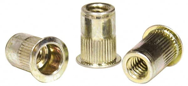 RivetKing - 0.13 to 0.225" Grip, Steel Standard Rivet Nut - Zinc Yellow Dichromate Finish, Countersunk Head - Exact Tooling