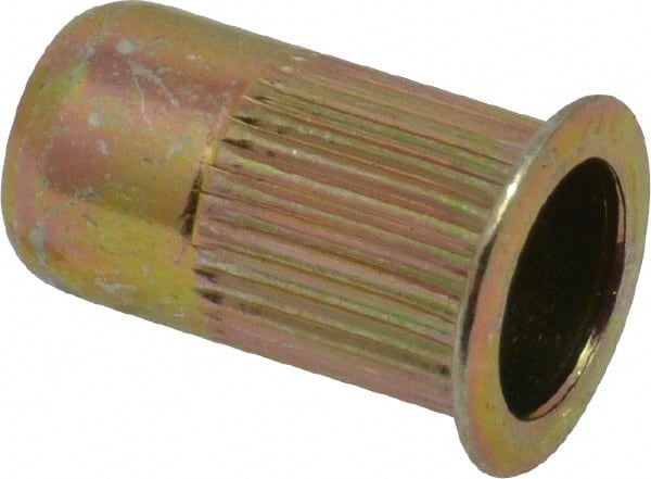 RivetKing - 0.13 to 0.225" Grip, Steel Standard Rivet Nut - Zinc Yellow Dichromate Finish, Flange Head - Exact Tooling