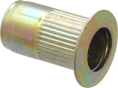 RivetKing - #8-32, 0.08 to 0.13" Grip, Steel Standard Rivet Nut - Zinc Yellow Dichromate Finish, Countersunk Head - Exact Tooling