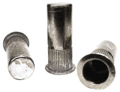RivetKing - 1/4-20, 0.165 to 0.26" Grip, 25/64" Drill, Steel Closed End Knurled Rivet Nut - Zinc Yellow Dichromate Finish, Countersunk Head - Exact Tooling