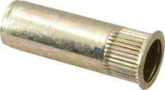 RivetKing - 1/4-20, 0.027 to 0.165" Grip, 25/64" Drill, Steel Closed End Knurled Rivet Nut - Zinc Yellow Dichromate Finish, Countersunk Head - Exact Tooling