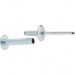 RivetKing - Size 8-26 Dome Head Steel Flush on Both Sides Blind Rivet - Steel Mandrel, 1-3/8" to 1-5/8" Grip, 5/8" Head Diam, 0.255" Min Hole Diam, 1.32" Length Under Head, 1/4" Body Diam - Exact Tooling