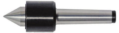 Interstate - MT2 Taper Shank Shank, 1.457" Head Diam, 600 Lb Capacity, Live Center - 6,400 Max RPM, 0.866" Point Diam, 1.1" Point Len, 600 Lb Max Workpc, Standard Point - Exact Tooling