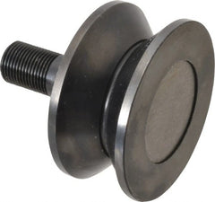 Accurate Bushing - 3-1/2" Roller Diam x 1-11/16" Width, 7/8" Stud Diam x 2" Length, V Guide Roller - Steel, 1-1/8" Thread Length, 7/8-14 Thread, 3,490 Lb Dynamic Cap, 2,000 Lb Static Cap - Exact Tooling