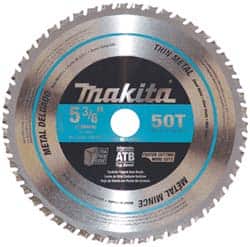 Makita - 5-3/8" Diam, 5/8" Arbor Hole Diam, 50 Tooth Wet & Dry Cut Saw Blade - Carbide-Tipped, General Purpose Action, Standard Round Arbor - Exact Tooling