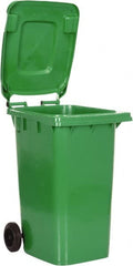 Vestil - 64 Gal Green Rectangle Trash Can - Polyethylene, None Graphic, 39-15/16" High x 28-1/2" Long x 23-1/2" Wide, Lid Included - Exact Tooling