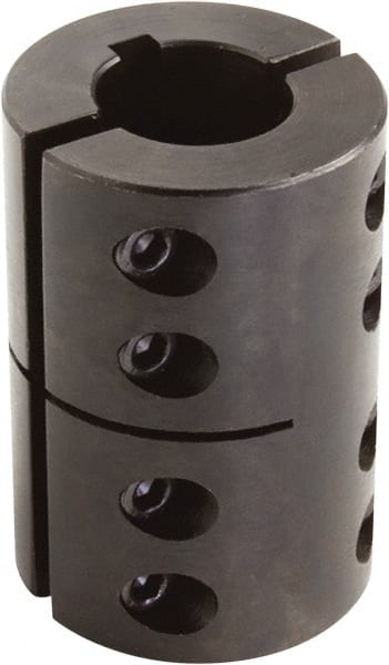 Climax Metal Products - 1" Inside x 2" Outside Diam, Two Piece Rigid Coupling with Keyway - 3" Long x 1/4" Keyway Width x 1/8" Keyway Depth - Exact Tooling