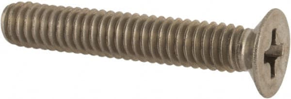Made in USA - #8-32 UNC, 1" OAL Phillips Drive Machine Screw - Flat Head, Grade 18-8 Stainless Steel, Passivated Finish, Without Washer - Exact Tooling