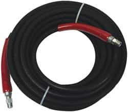Value Collection - 50' Long, 3/8" Fitting, Male Rigid x Male Swivel Fitting, -40 to 310°F, Synthetic Rubber High Temp & High Pressure Hose - 3/8" Inside x 3/4" Outside Diam, Black, 6,000 psi - Exact Tooling