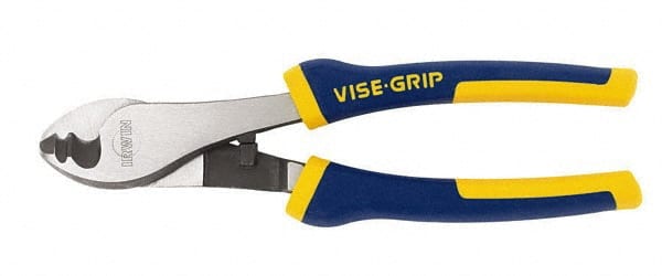 Irwin - 8" OAL, Cable Cutter - 13/16" Jaw Length x 1-1/4" Jaw Width, Rubber Grips Handle - Exact Tooling