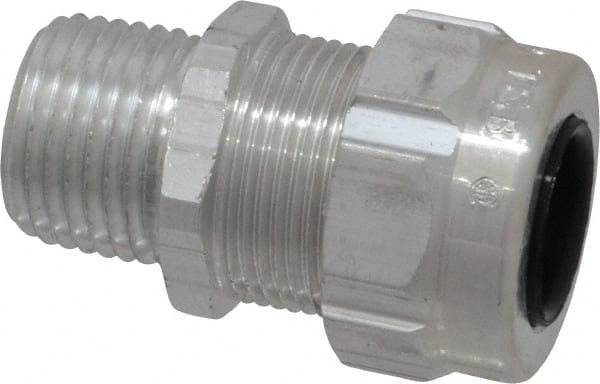 Thomas & Betts - 0.31 to 0.56" Cable Capacity, Liquidtight, Straight Strain Relief Cord Grip - 1/2 Thread, 1-3/4" Long, Aluminum - Exact Tooling