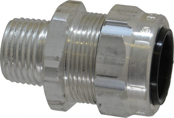 Thomas & Betts - 1/2 to 3/4" Cable Capacity, Liquidtight, Straight Strain Relief Cord Grip - 1/2 Thread, 1-3/4" Long, Aluminum - Exact Tooling