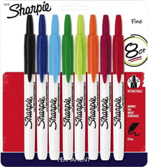 Sharpie - Assorted Colors, Permanent Marker - Retractable Fine Tip, AP Nontoxic Ink - Exact Tooling