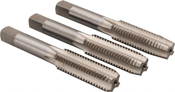 Cle-Line - M14x2.00 Metric, 4 Flute, Bottoming, Plug & Taper, Bright Finish, High Speed Steel Tap Set - Right Hand Cut, 3-37/64" OAL, 1-23/32" Thread Length, Series 0404 - Exact Tooling
