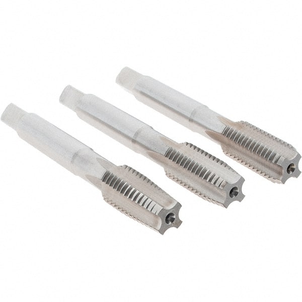 Cle-Line - M12x1.75 Metric, 4 Flute, Bottoming, Plug & Taper, Bright Finish, High Speed Steel Tap Set - Right Hand Cut, 3-3/8" OAL, 1-21/32" Thread Length, Series 0404 - Exact Tooling
