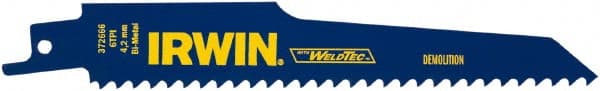 Irwin Blades - 6" Long, Bi-Metal Reciprocating Saw Blade - Tapered Profile, 6 TPI, Toothed Edge, Tang Shank - Exact Tooling