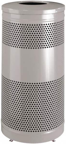 Rubbermaid - 25 Gal Silver Round Decorative Waste Receptacle With Top - Steel, 902mm High - Exact Tooling
