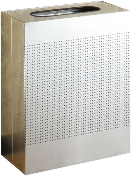 Rubbermaid - 22-1/2 Gal Silver Rectangle Decorative Waste Receptacle With Top - Stainless Steel, 30" High x 24" Long x 24" Wide - Exact Tooling