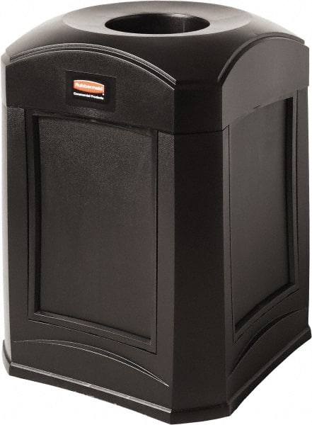 Rubbermaid - 35 Gal Black Square Decorative Waste Receptacle With Top - 31" High x 609.6mm Long x 24" Wide - Exact Tooling