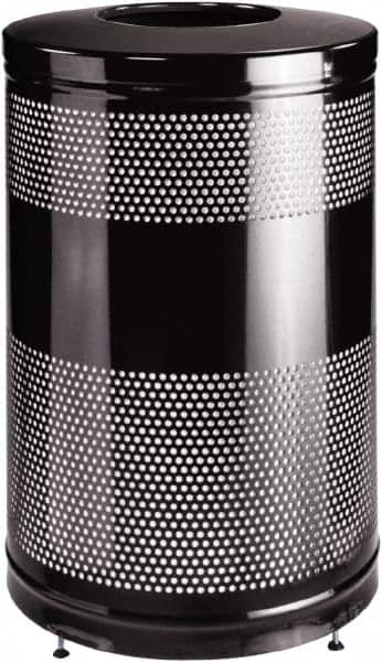 Rubbermaid - 51 Gal Black Round Decorative Waste Receptacle With Top - Steel, 902mm High - Exact Tooling