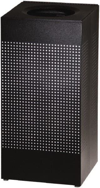 Rubbermaid - 16 Gal Black Square Decorative Waste Receptacle With Top - Steel, 30" High x 374.65mm Long x 374.65mm Wide - Exact Tooling