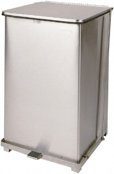 Rubbermaid - 40 Gal Square Unlabeled Trash Can - 30" High x 19" Long x 19" Wide, Stainless Steel, Steel - Exact Tooling