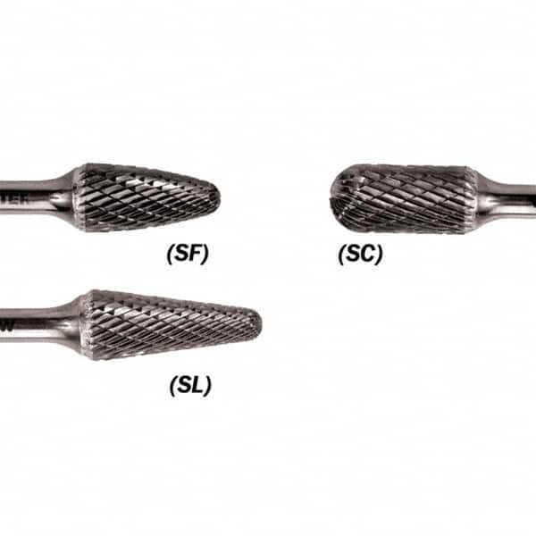 WALTER Surface Technologies - 1/2" Cut Diam, 1/4" Shank Diam, Cylinder Ball End Head Double Cut Burr - Carbide, 1" LOC - Exact Tooling