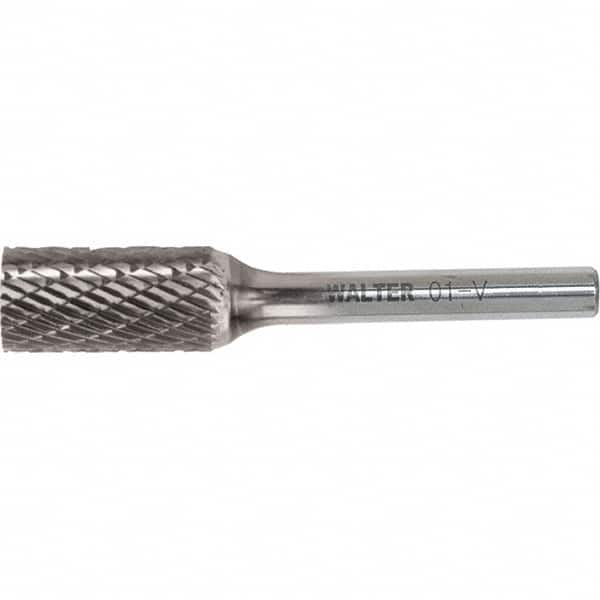 WALTER Surface Technologies - 5/16" Cut Diam, 1/4" Shank Diam, Cylinder Head Double Cut Burr - Carbide, 3/4" LOC - Exact Tooling