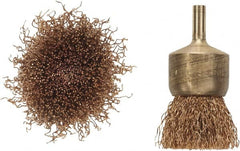 Ampco - 1" Brush Diam, Crimped, End Brush - 1/4" Diam Shank, 20,000 Max RPM - Exact Tooling