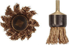 Ampco - 1" Brush Diam, Knotted, End Brush - 1/4" Diam Shank, 20,000 Max RPM - Exact Tooling