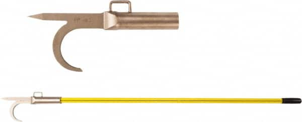 Ampco - 3 Lb Head Pike Pole with Hook - 72" OAL, 57" Long Handle, Fiberglass Straight Handle, 15" Long Head - Exact Tooling