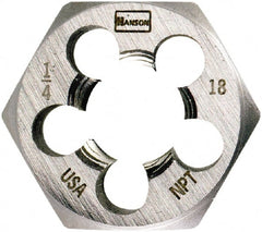 Irwin - 1/4-18, 1" Hex, Right Hand, Hex Rethreading Die - Carbon Steel - Exact Tooling