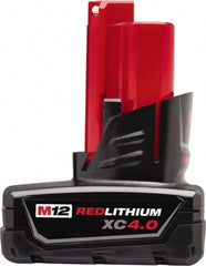 Milwaukee Tool - 12 Volt Lithium-Ion Power Tool Battery - 4 Ahr Capacity, 1-1/2 hr Charge Time, Series M12 XC RED - Exact Tooling