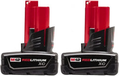 Milwaukee Tool - 12 Volt Lithium-Ion Power Tool Battery - 3 Ahr Capacity, 1 hr Charge Time, Series M12 XC RED - Exact Tooling