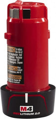 Milwaukee Tool - 4 Volt Lithium-Ion Power Tool Battery - 3 Ahr Capacity, 1/2 hr Charge Time, Series M4 RED - Exact Tooling