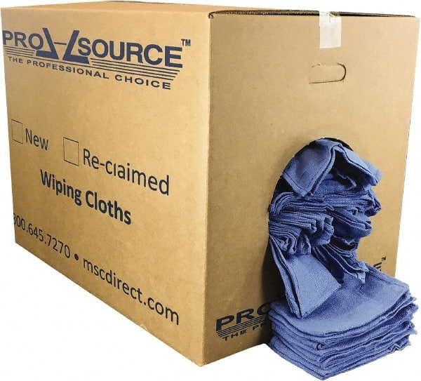PRO-SOURCE - 25 Inch Long x 16 Inch Wide Virgin Cotton Rags - Blue, Huck, Lint Free, 50 Lbs. at 5 to 7 per Pound, Box - Exact Tooling