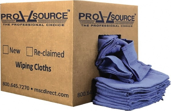 PRO-SOURCE - 25 Inch Long x 16 Inch Wide Virgin Cotton Rags - Blue, Huck, Lint Free, 10 Lbs. at 5 to 7 per Pound, Box - Exact Tooling